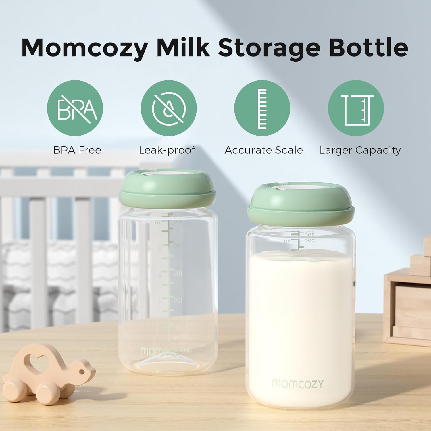 Momcozy Natural Baby Bottle BPA Free Breast Milk Container Storage Collection Bottle