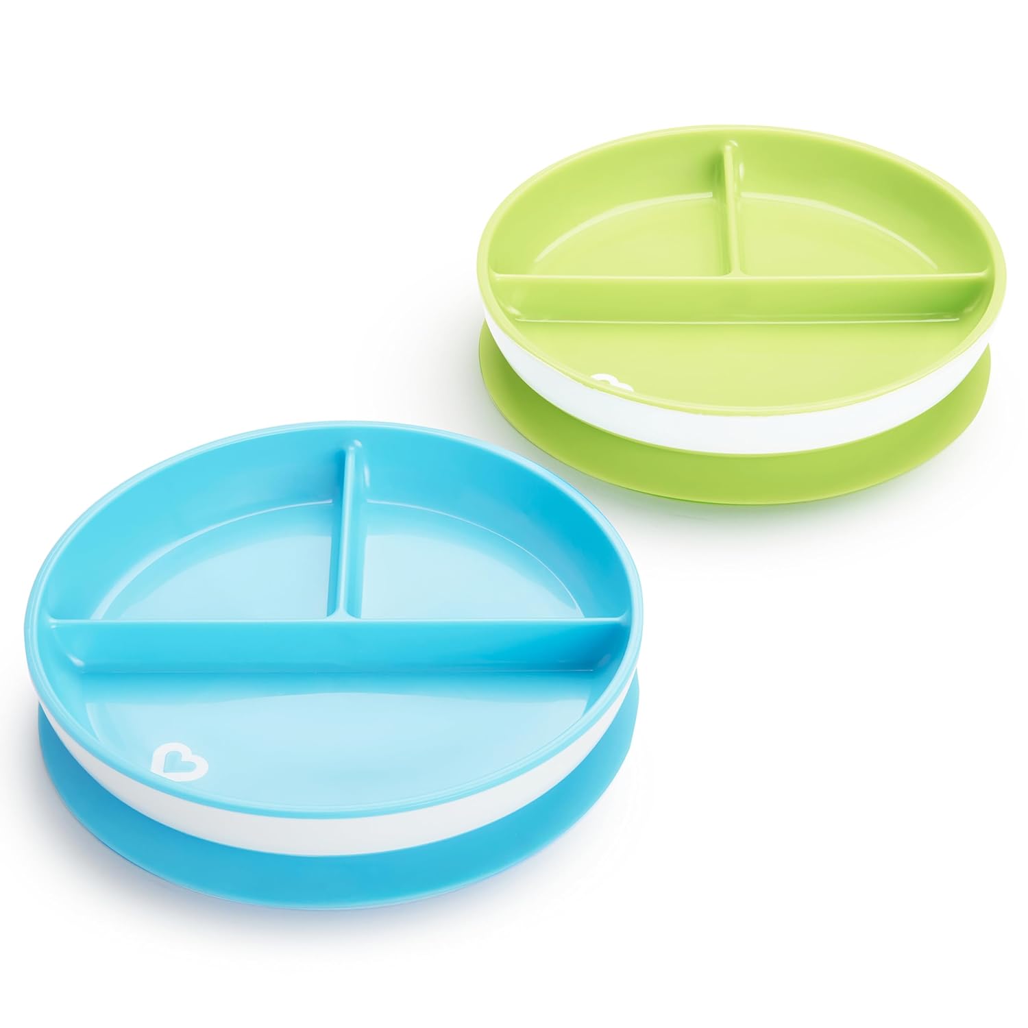 Munchkin Stay Put Divided Suction Toddler Plates, Blue/Green