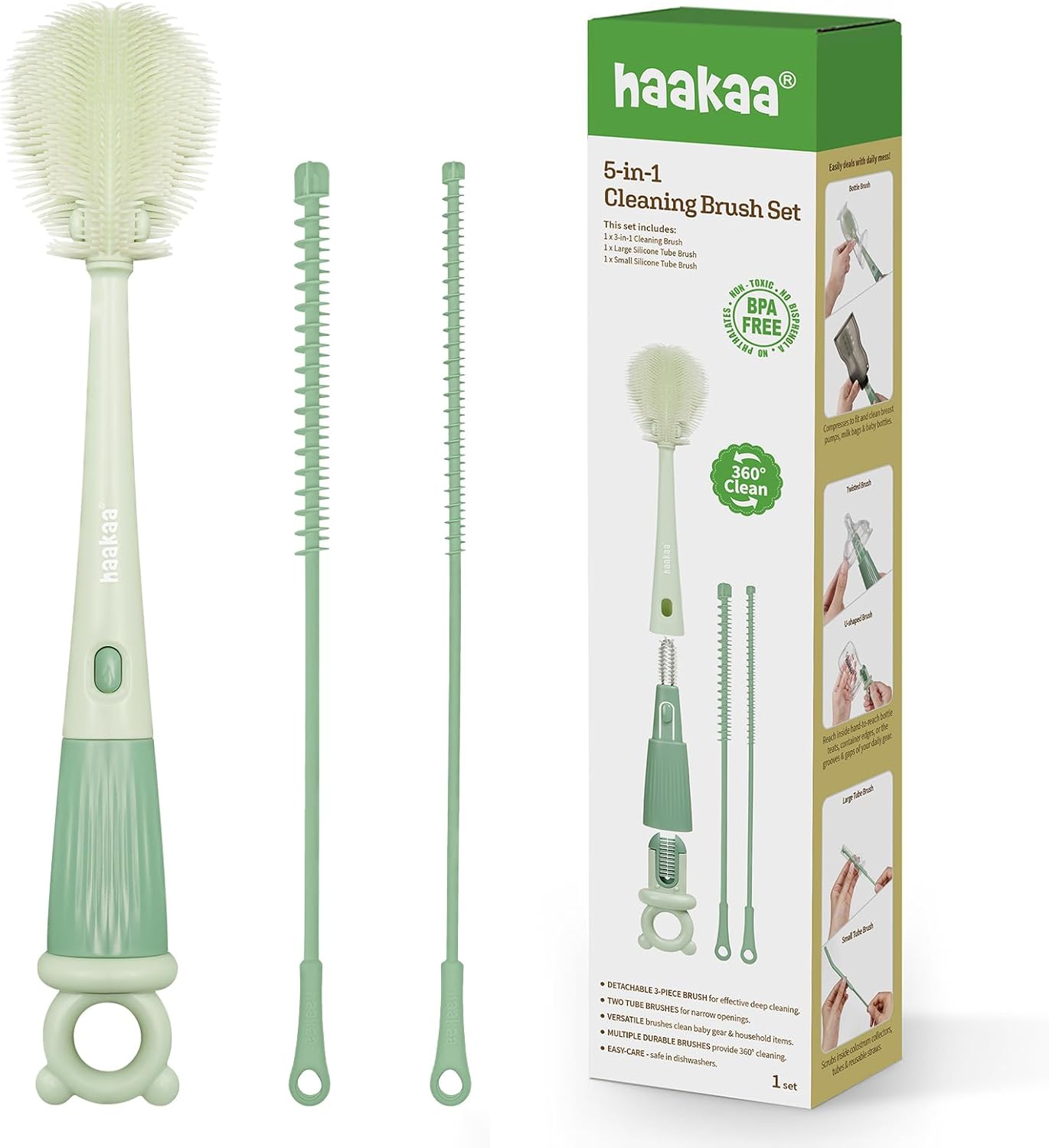 Haakaa 5-in-1 Cleaning Brush Set