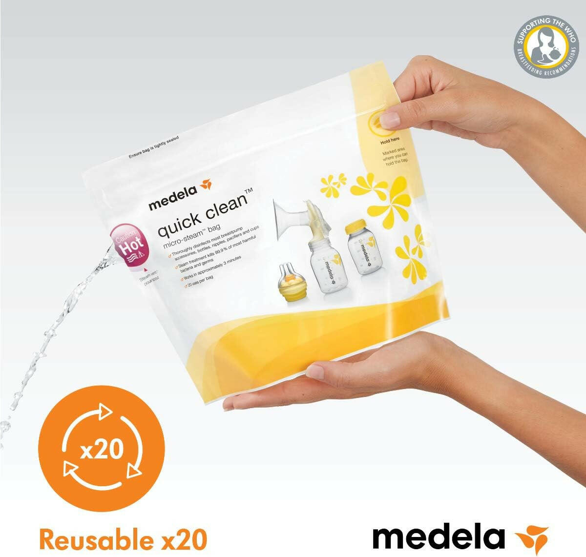 Quick Clean Micro-Steam Sterilization Bags by Medela.