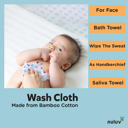 Nuluv Ultra Soft Bamboo Cotton Wash Cloth (Red Anchor) - Pack of 6