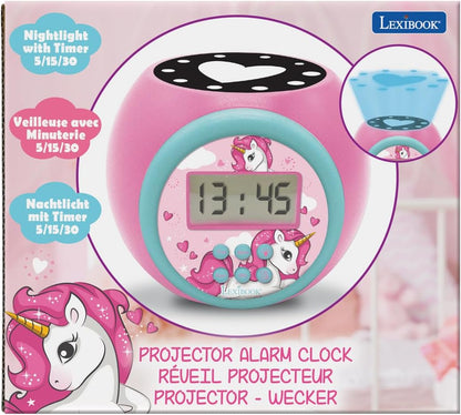 LEXiBOOK Unicorn Projector Alarm Clock with Snooze Function