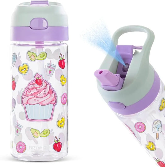 زجاجة ماء للأطفال من إييزي كيدز من تريتان على شكل كعكة صغيرة مع بخّاخ (500ml)