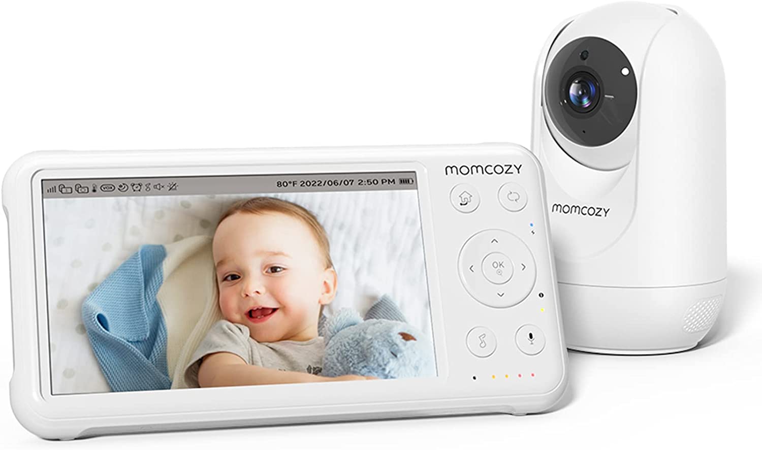 Momcozy Video Baby Monitor, 1080P 5" HD with Camera and Audio.