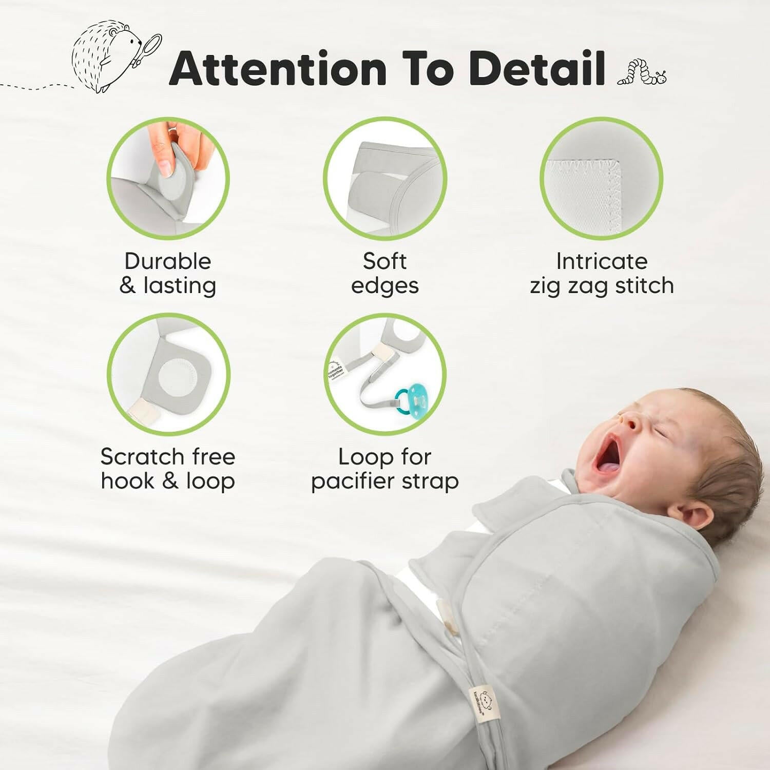 عبوة من 3 أكياس نوم قماط عضوية للأطفال، من عمر 3 إلى 6 أشهر