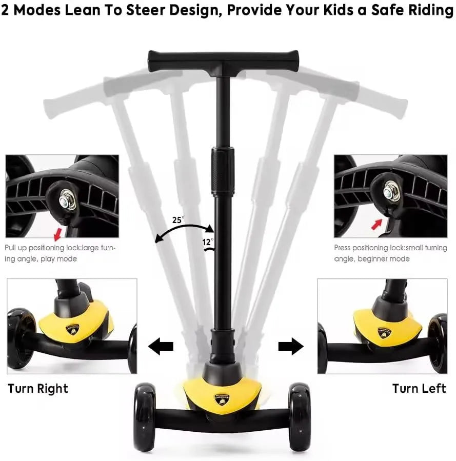 Lamborghini Kids Scooter With Adult Height (Yellow)