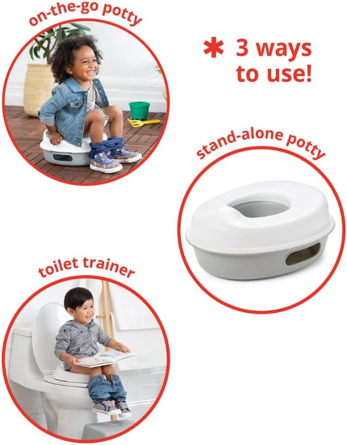 Skip Hop Potty Training Toilet, Go Time 3-in-1 Potty, White/Grey