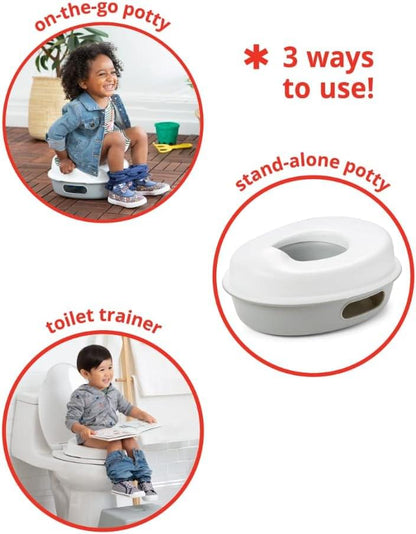Skip Hop Potty Training Toilet, Go Time 3-in-1 Potty, White/Grey