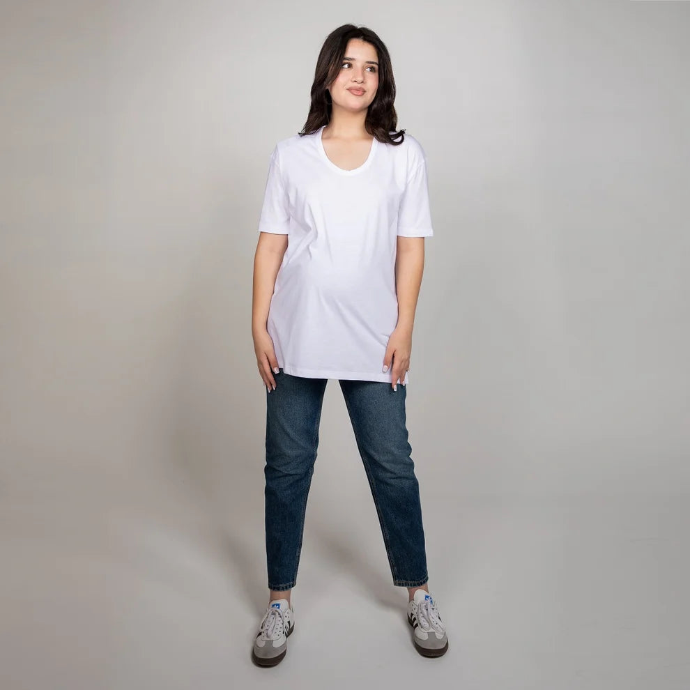 Become a Mom Meeza T-Shirt (White, Medium)