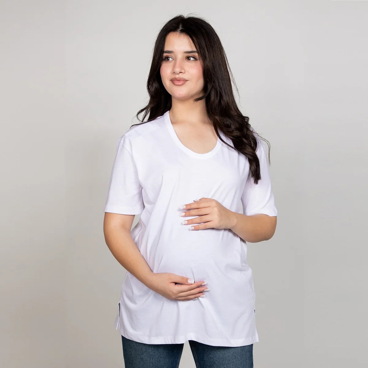 Become a Mom Meeza T-Shirt (White, Medium)