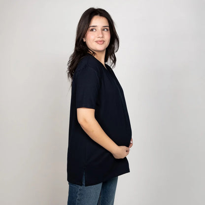 Become a Mom Meeza T-Shirt (Navy, Large)