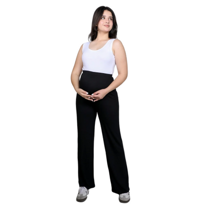 Become a Mom Linda Wide Leg Pants (Black, XXL)