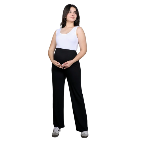 Become a Mom Linda Wide Leg Pants (Black, XXL)