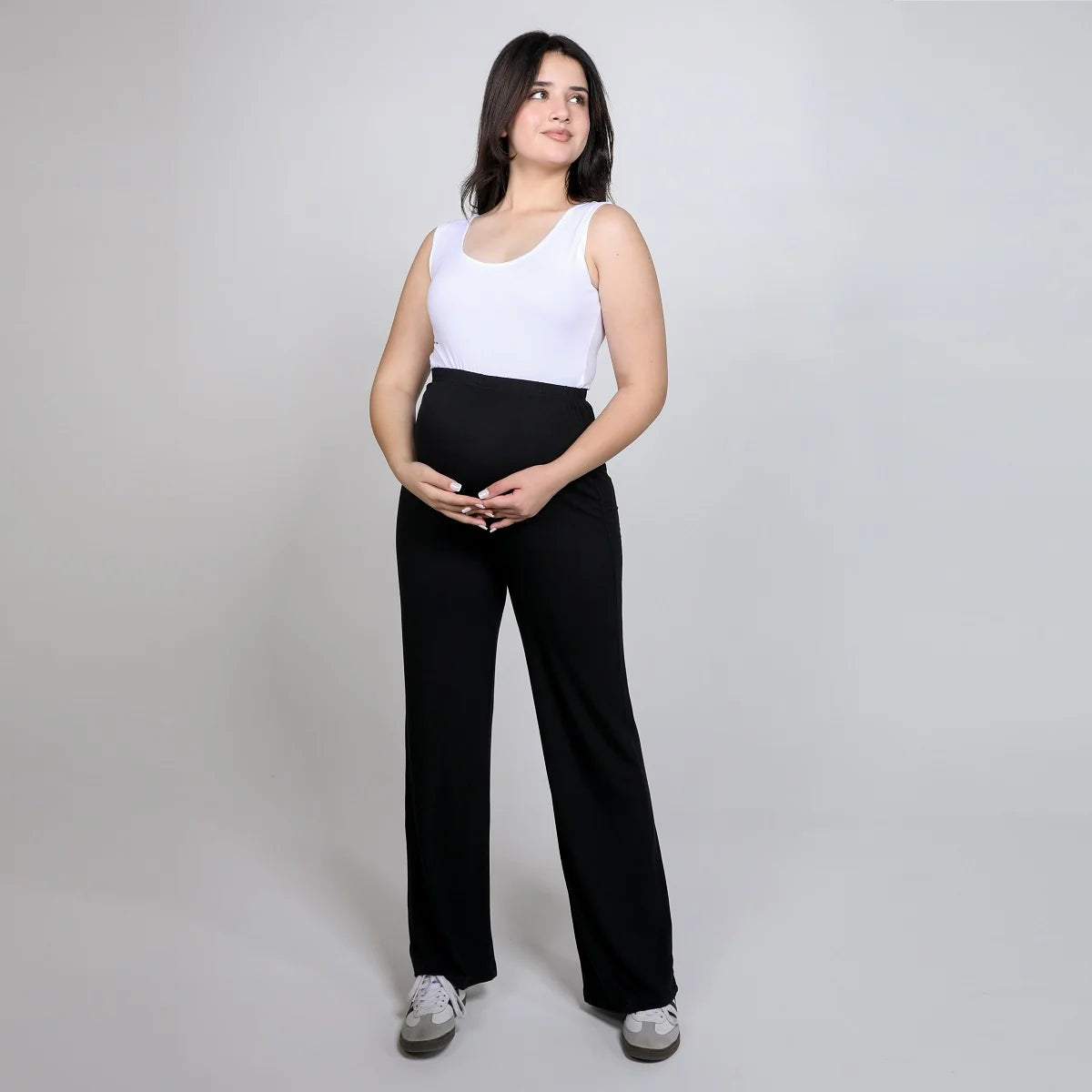 Become a Mom Linda Wide Leg Pants (Black, XXL)