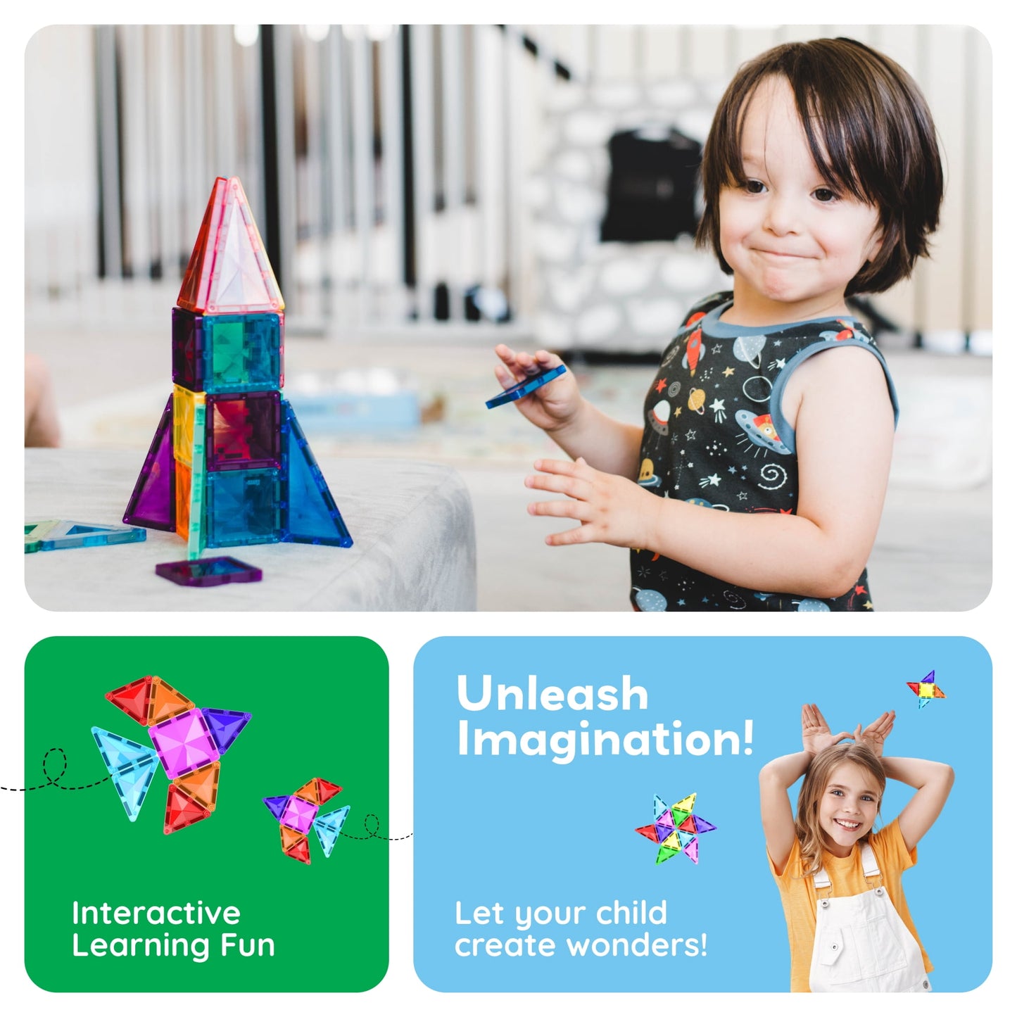 PicassoTiles Mini Diamond Magnetic Tiles 101 Piece Set