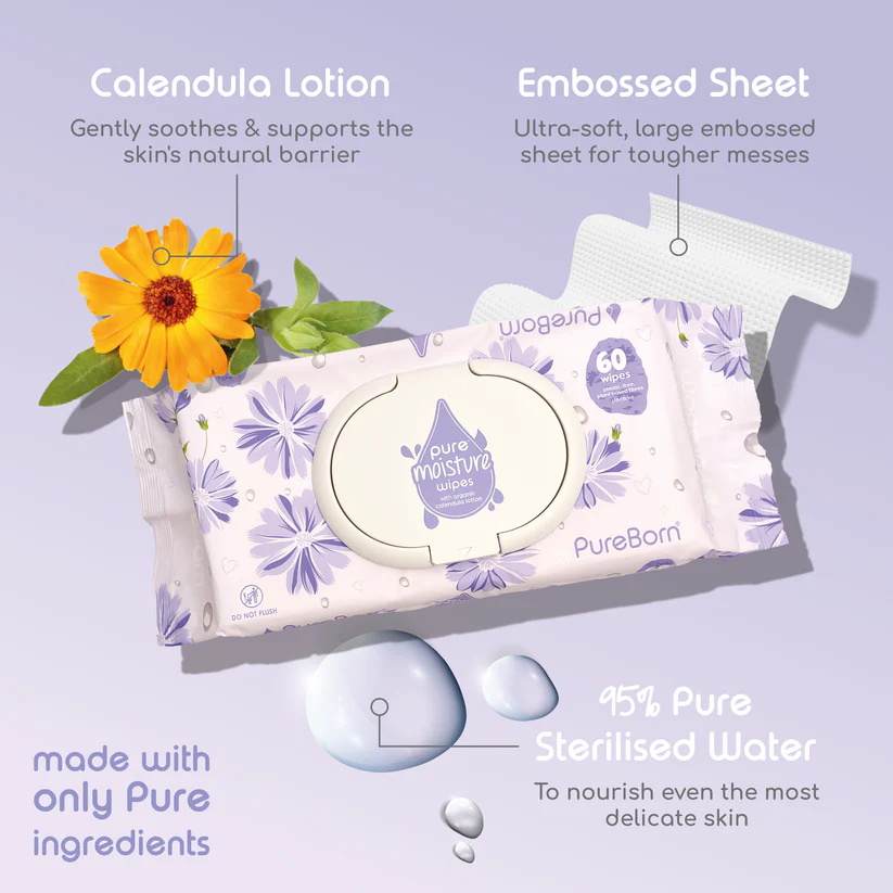 Pureborn Pure Moisture Wipes with Organic Calendula Lotion