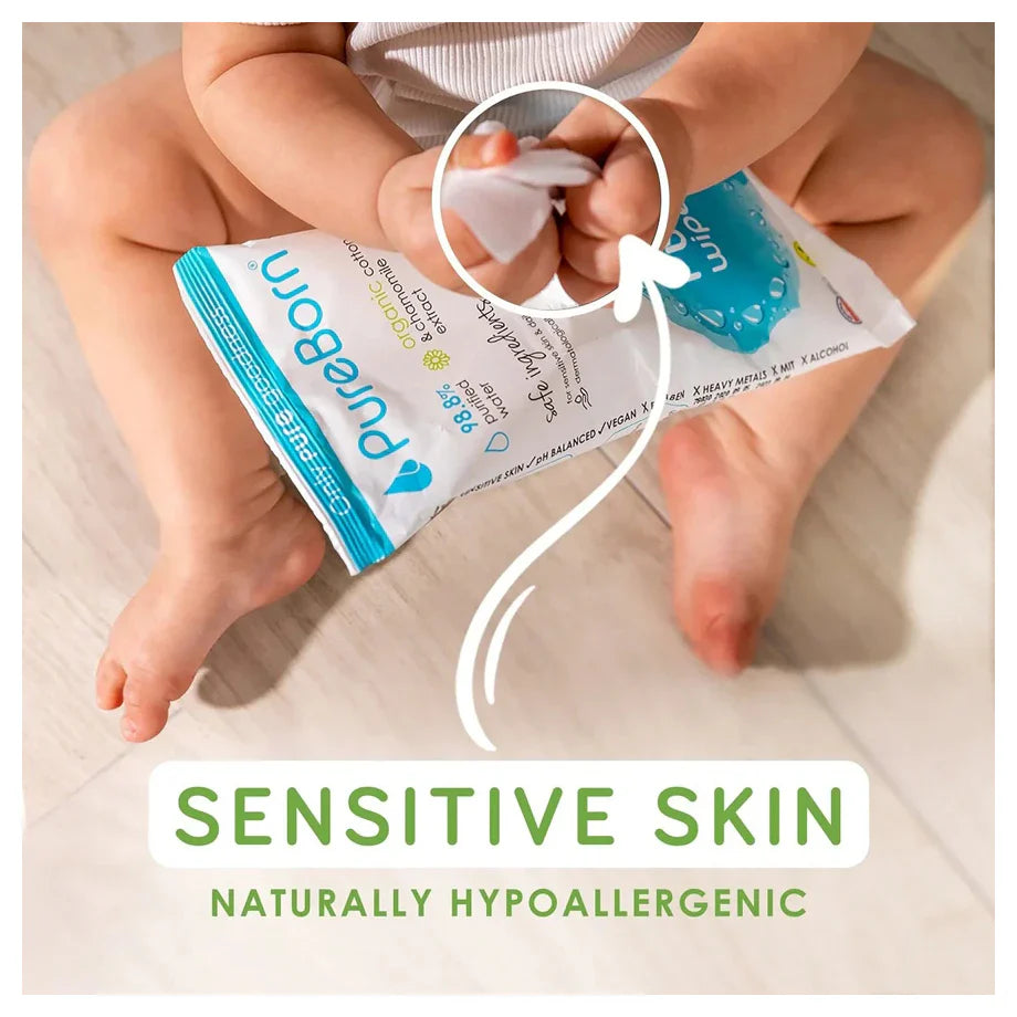 Pureborn Baby Wipes Infused with Organic Chamomile (720 Wipes)
