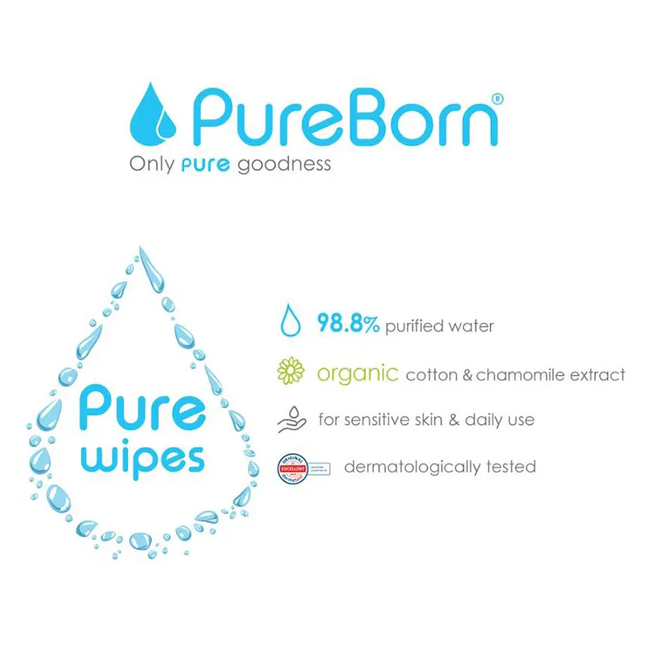 Pureborn Baby Wipes Infused with Organic Chamomile (720 Wipes)