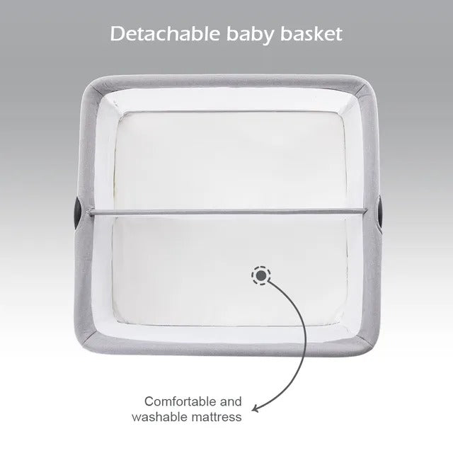 Teknum Fellow 2 Twin Bedside Crib Bassinet – Grey