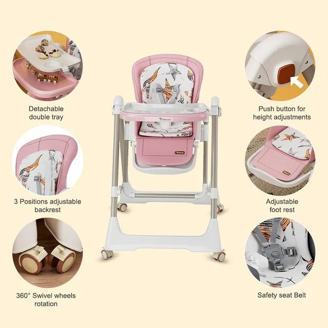 Teknum 5-in-1 Convertible Swing And High Chair – Pink.