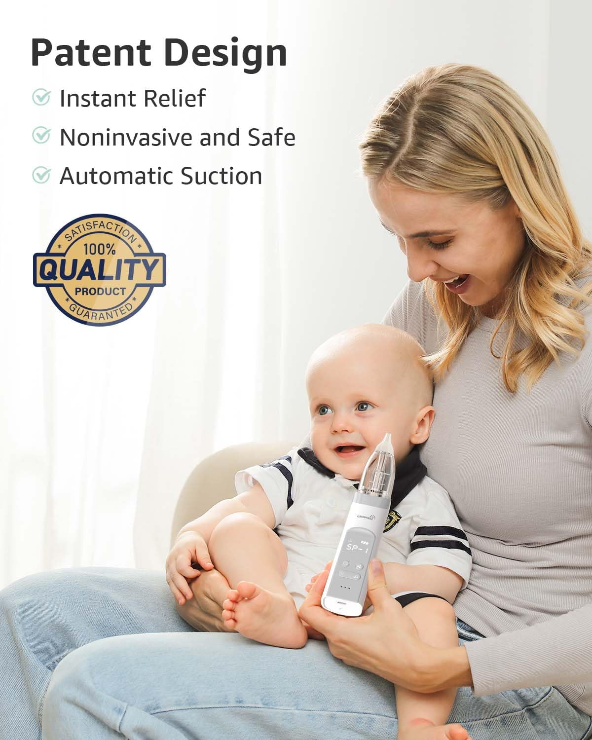 Grownsy Electric Baby Nasal Aspirator With 3 Silicone Tips