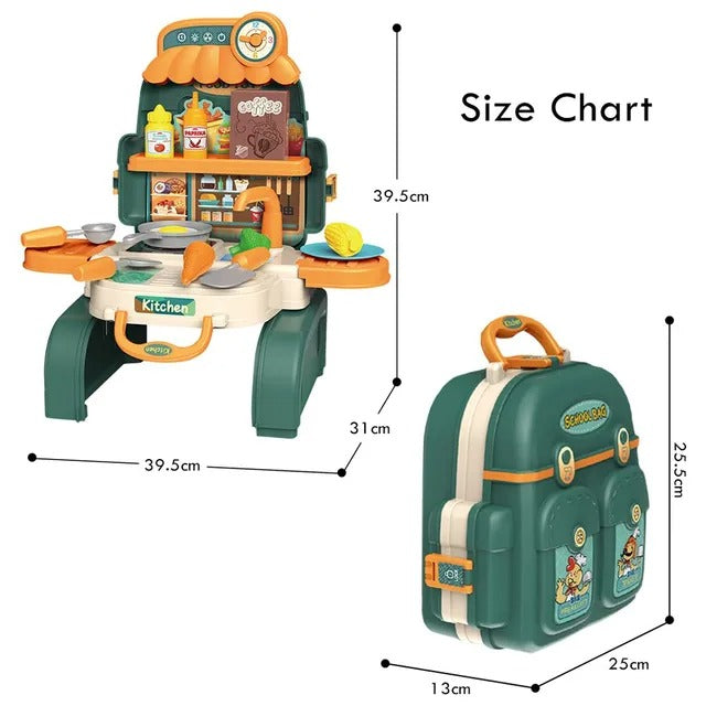 Little Story Role Play Kitchen Toy Set School Bag – 21pcs, Green