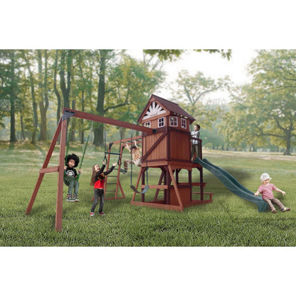 Mountpeak Vinson Massif Swing Set & Playhouse With Wooden Roof