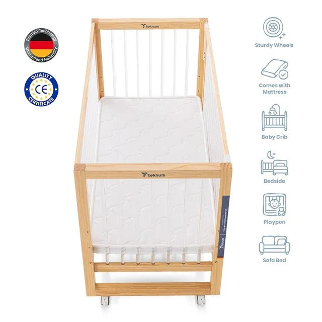 Teknum Prism 4-in-1 Convertible Crib with Mattress – White.