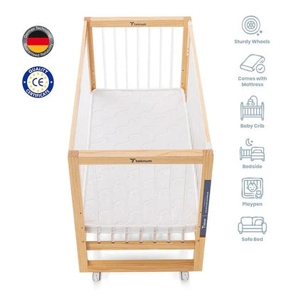Teknum Prism 4-in-1 Convertible Crib with Mattress – White.