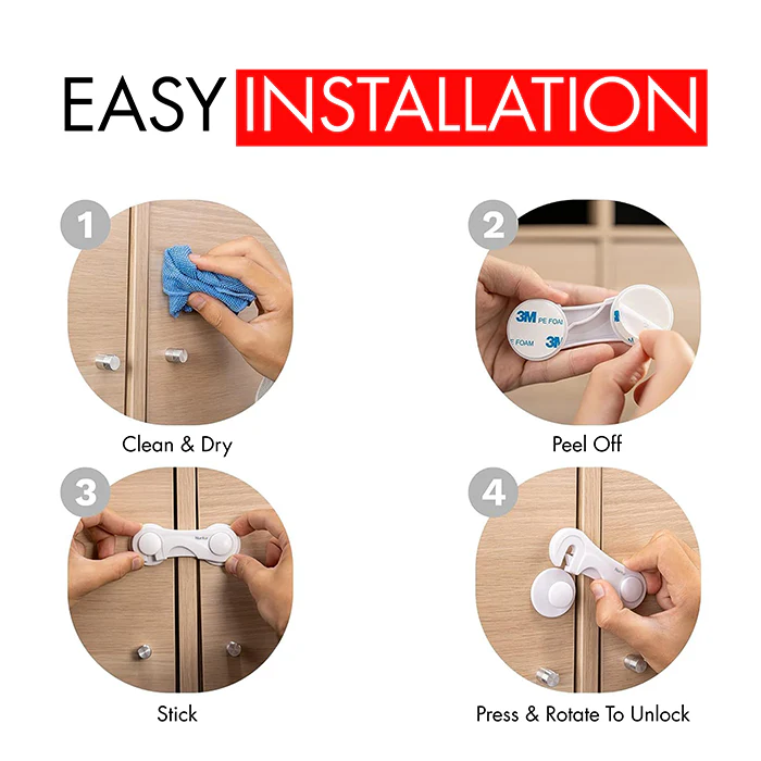 Nurtur Safety Cabinet Lock - Pack of 1 (35*97*18mm)