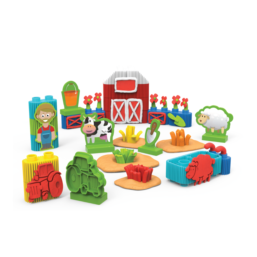 BILDO - School Play'n'Learn 2-In-1 Blocks & Dough Set - 53 Pieces