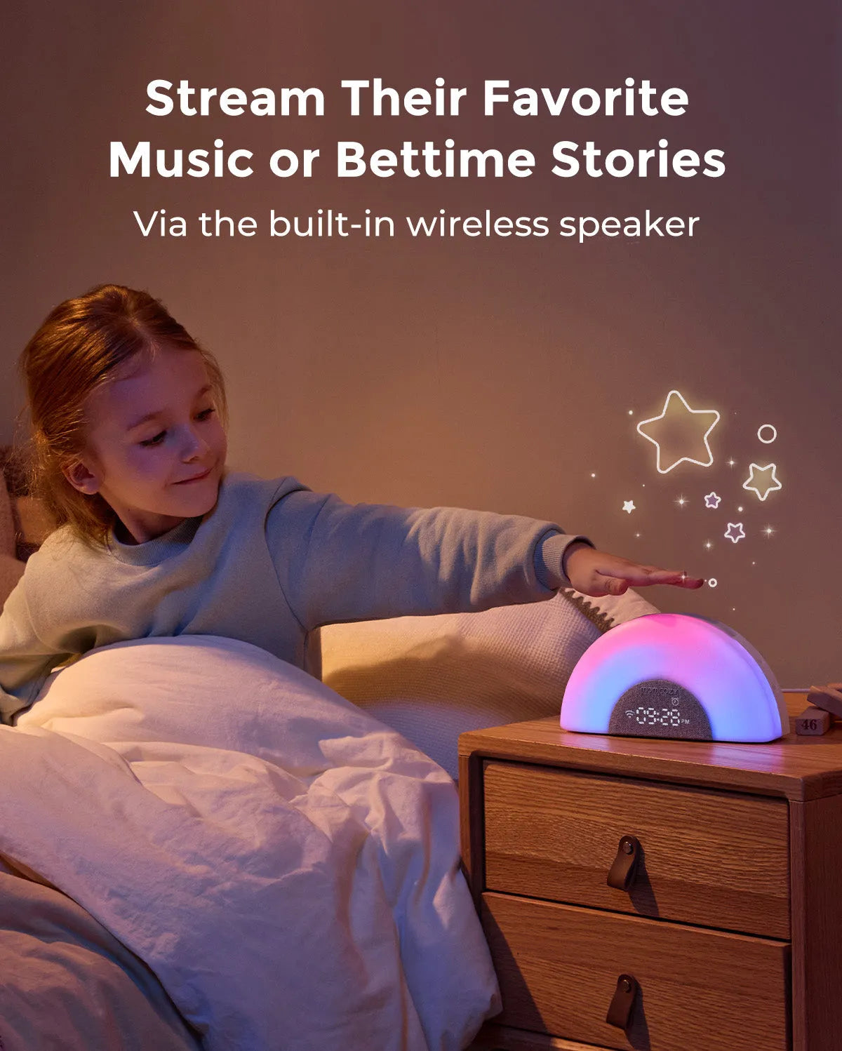 Momcozy DreamSync Tech  Smart Baby Sound Machine Rainbow Light & App Control