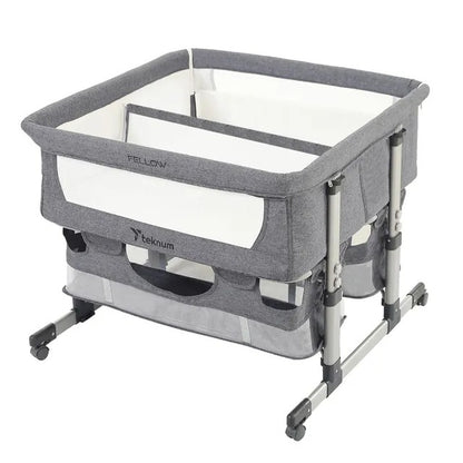 Teknum Twin Bedside Fellow Crib – Grey