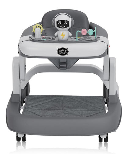 Little Story Adjustable Height Baby Walker Foldable & Interactive (Grey)