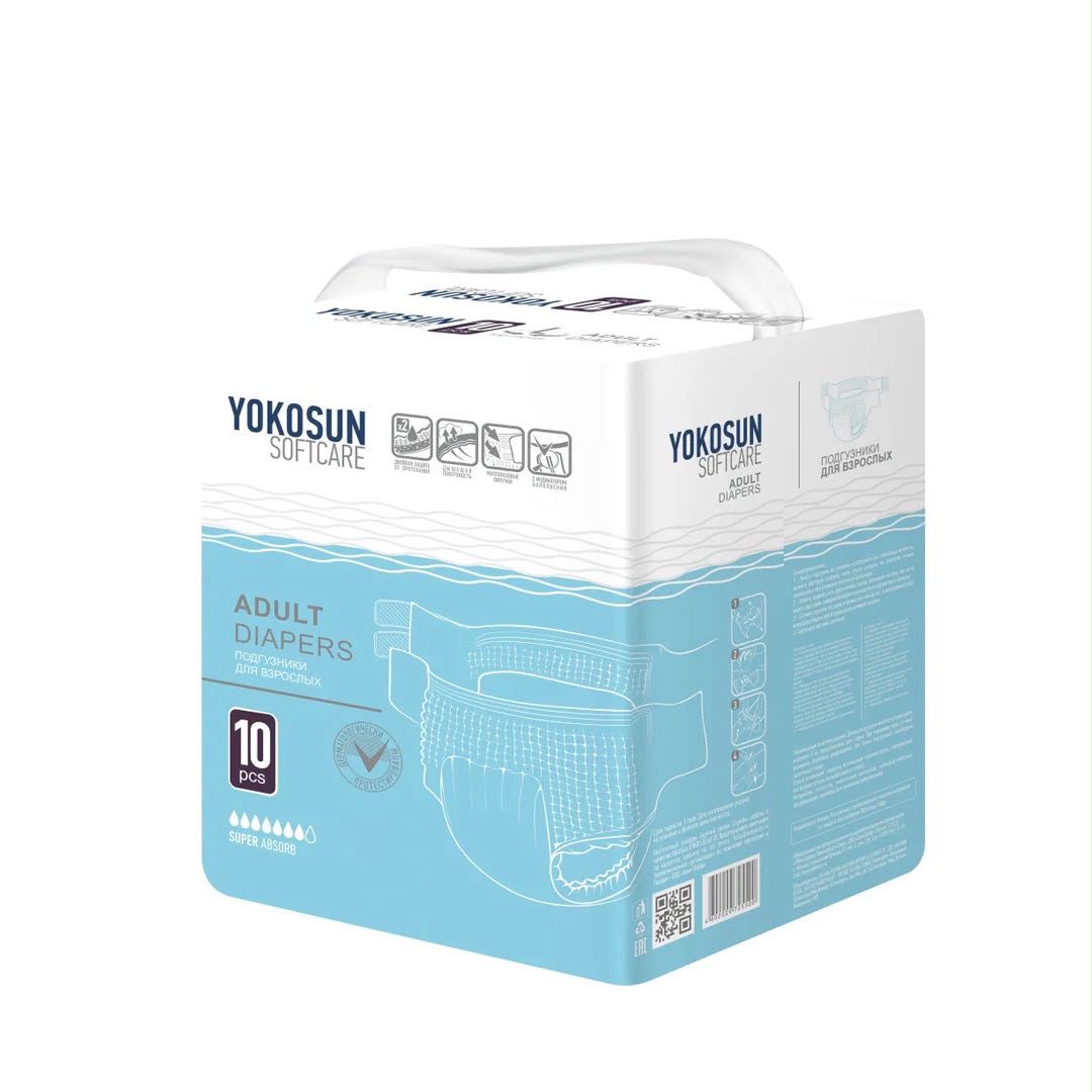 YokoSun Adult Diapers With Tapes (Size L, 10pcs)