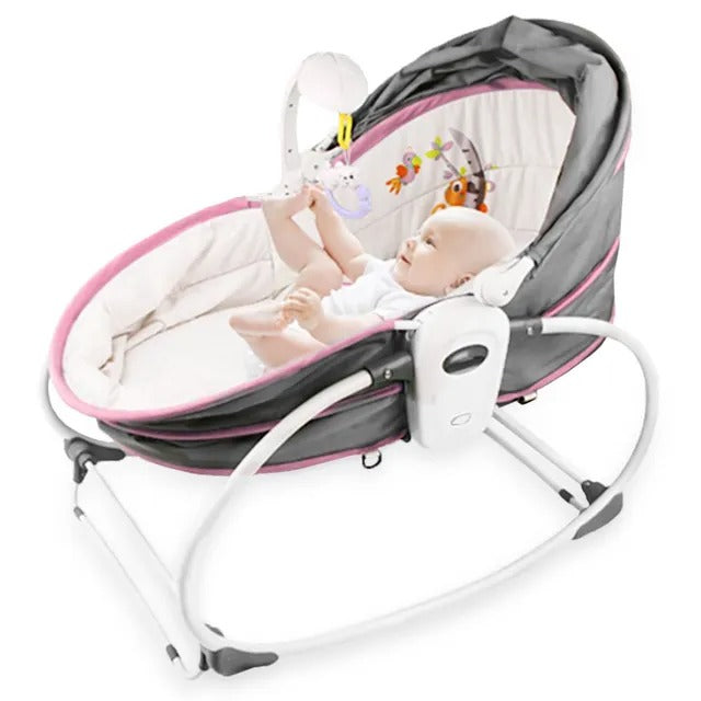 Teknum 5-in-1 Cozy Rocker Bassinet With Awning & Mosquito Net – Pink