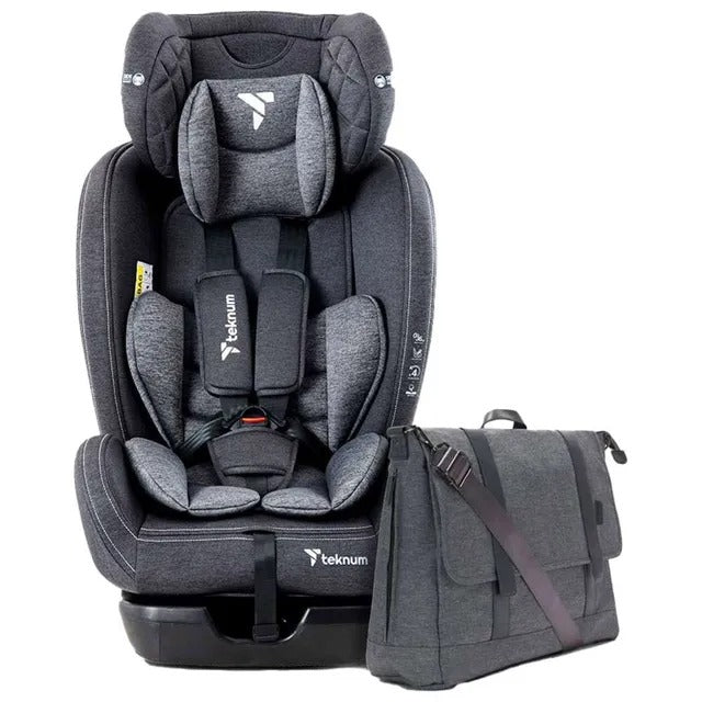 Teknum Evolve 2 Car Seat & Men's Diaper Handbag Set – Dark Grey