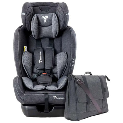 Teknum Evolve 2 Car Seat & Men's Diaper Handbag Set – Dark Grey