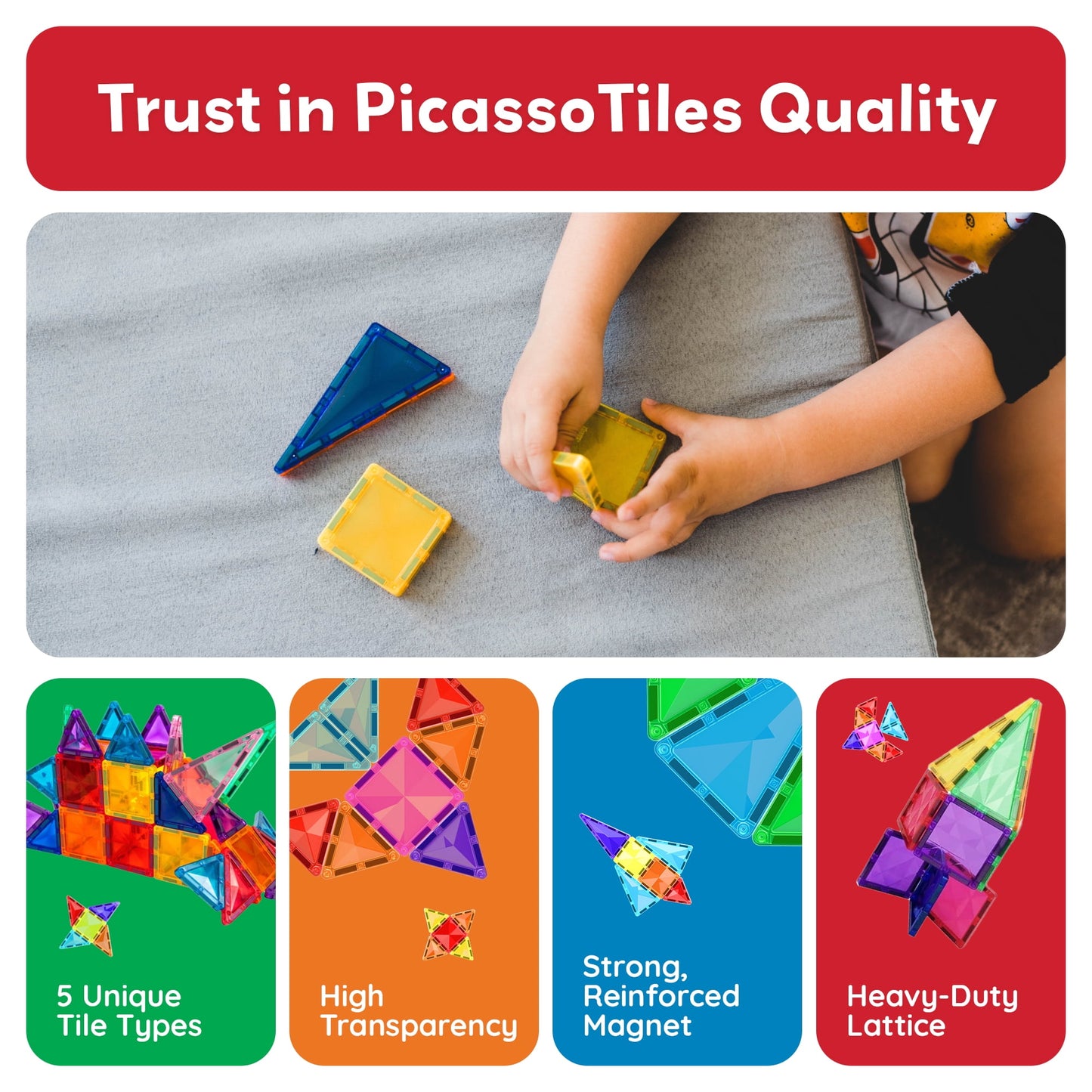 PicassoTiles Mini Diamond Magnetic Tiles 101 Piece Set