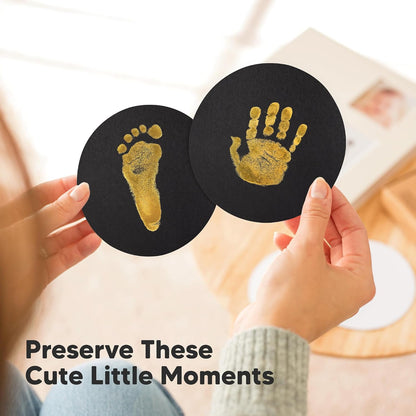 KeaBabies 2-Pack Round Inkless Baby Hand & Footprint Kit – Gold