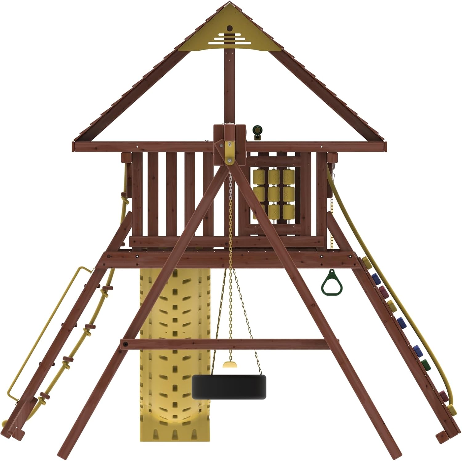 Kiddoro Discovery Den with Monkey Bar Swing Set (652.7 cm x 322.5 cm x 243.8 cm)