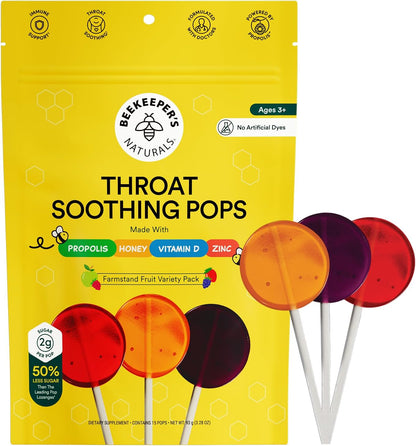 Beekeeper's Naturals Kids Throat Soothing Lollipops (15 Pcs)
