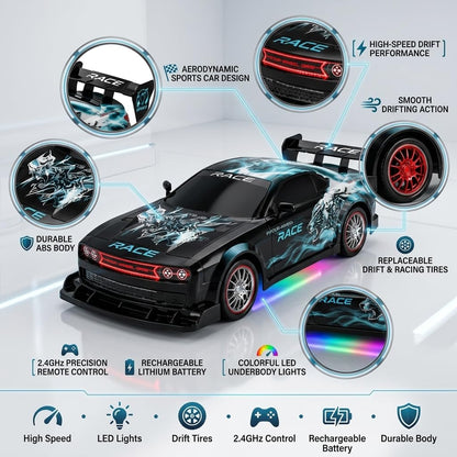 RC Drift Car 1:16 Scale 4WD High-Speed – 2 Rechargeable Batteries