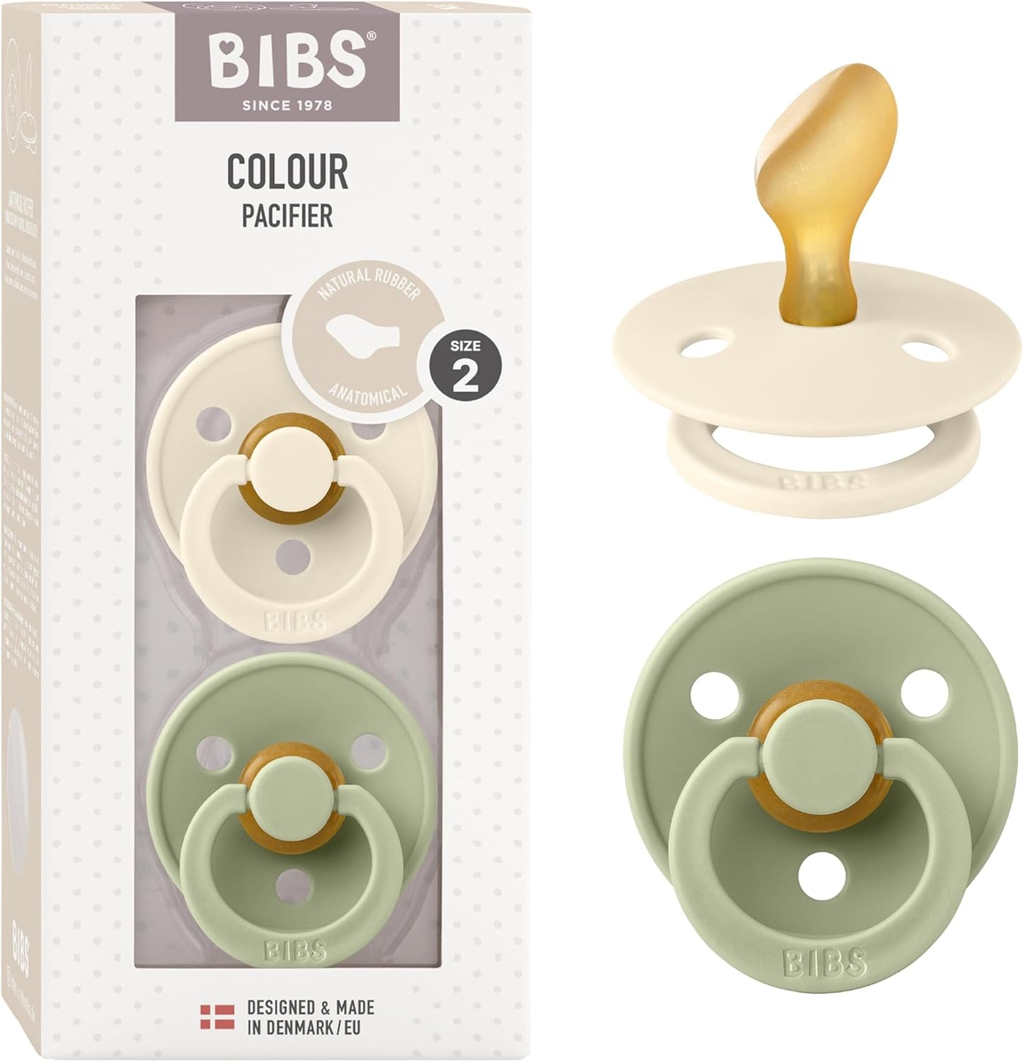 BIBS Anatomical Nipple Pacifier Colour - Pack of 2 (Size 2)