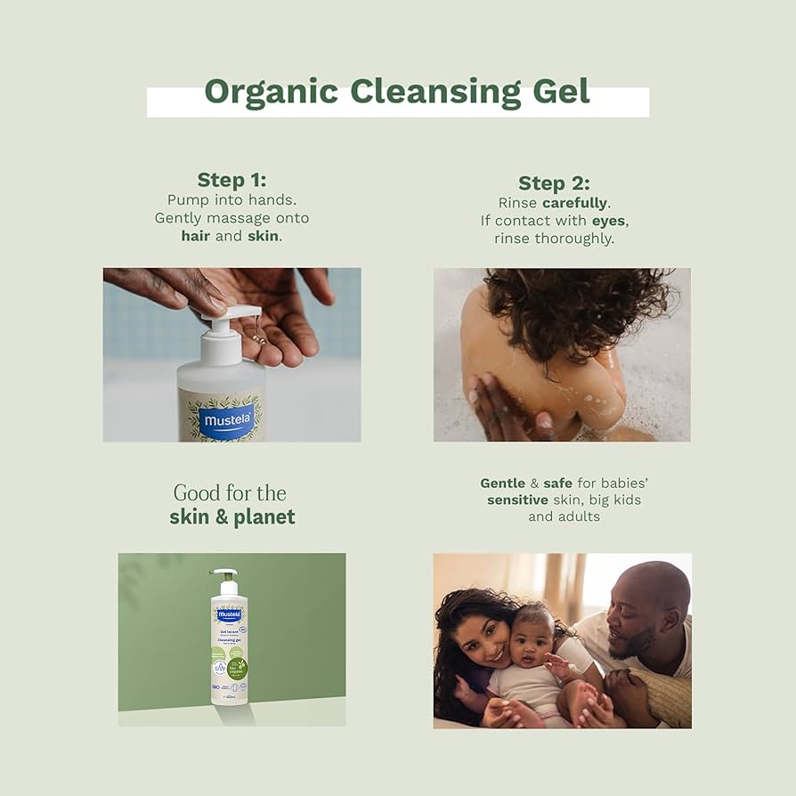 Mustela Certified Organic 2 in 1 Hair and Body Cleansing Gel (400ml), Buy 2 get 1 FOR FREE