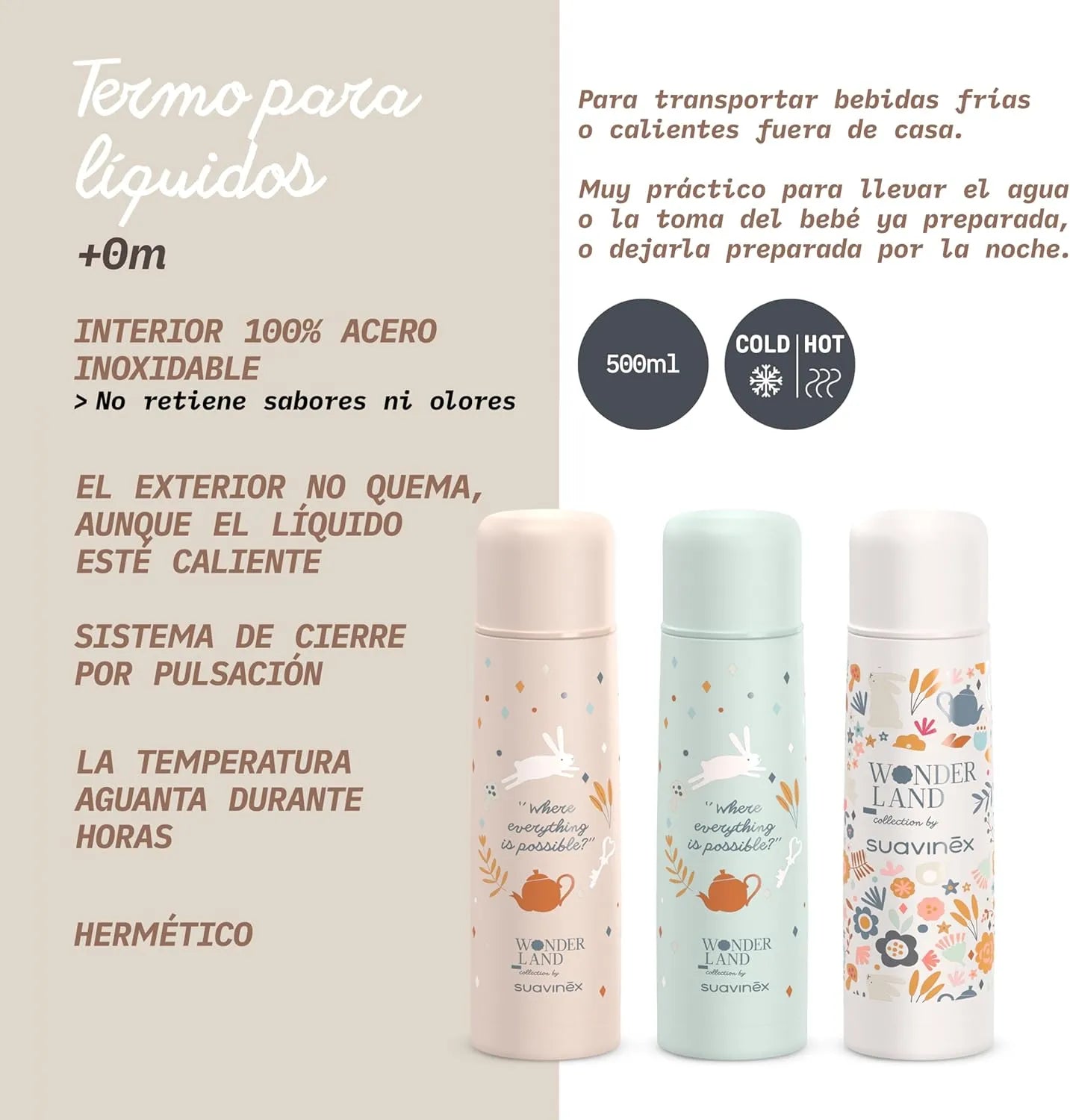 تيرموس اطفال Suavinex الحراري Wonderland Liberty سعة – 500 مل