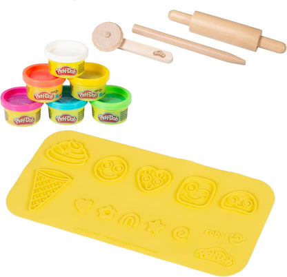 Play-Doh - Kids Starter Set – 3D Creative Mat, FSC Wooden Tools, 6 Kneading Cans
