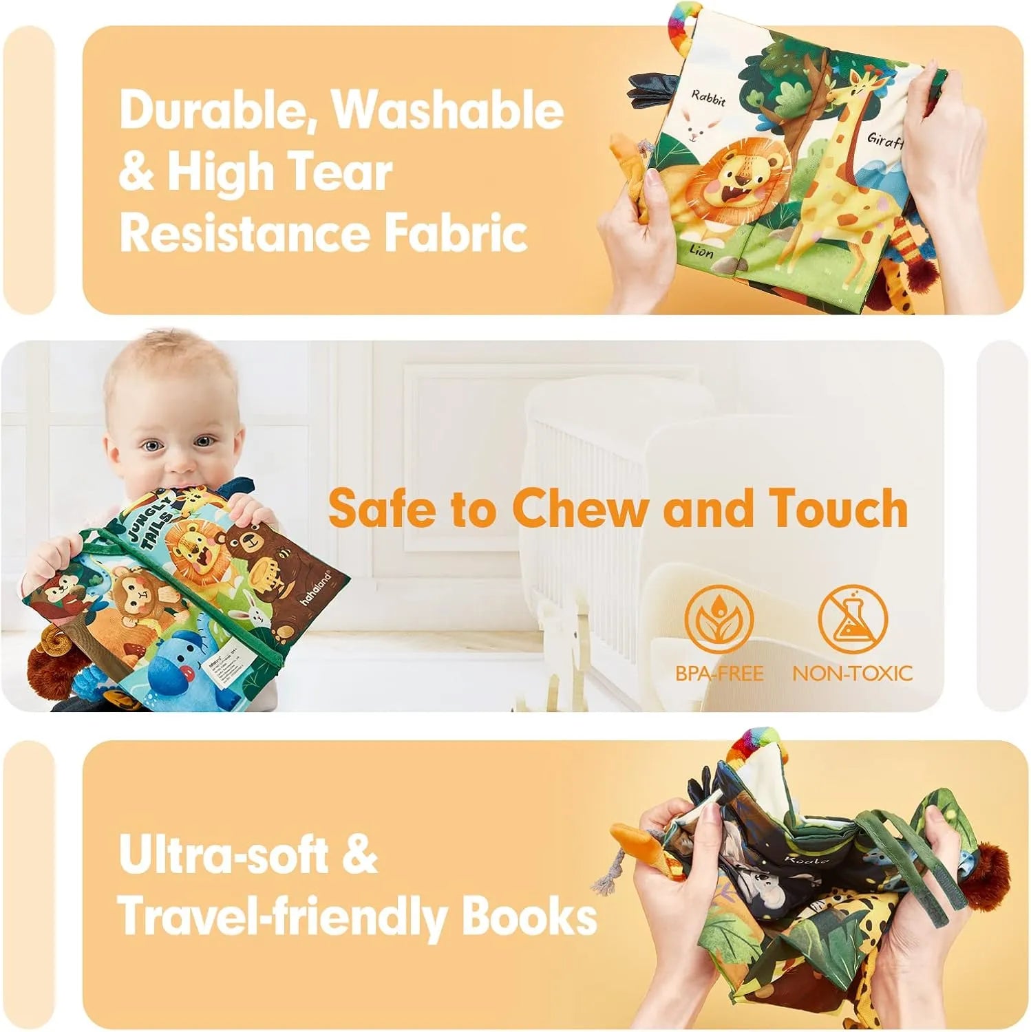Hahaland Baby Books, Tummy Time Toy High Contrast Sensory Toys (0-6 Months)