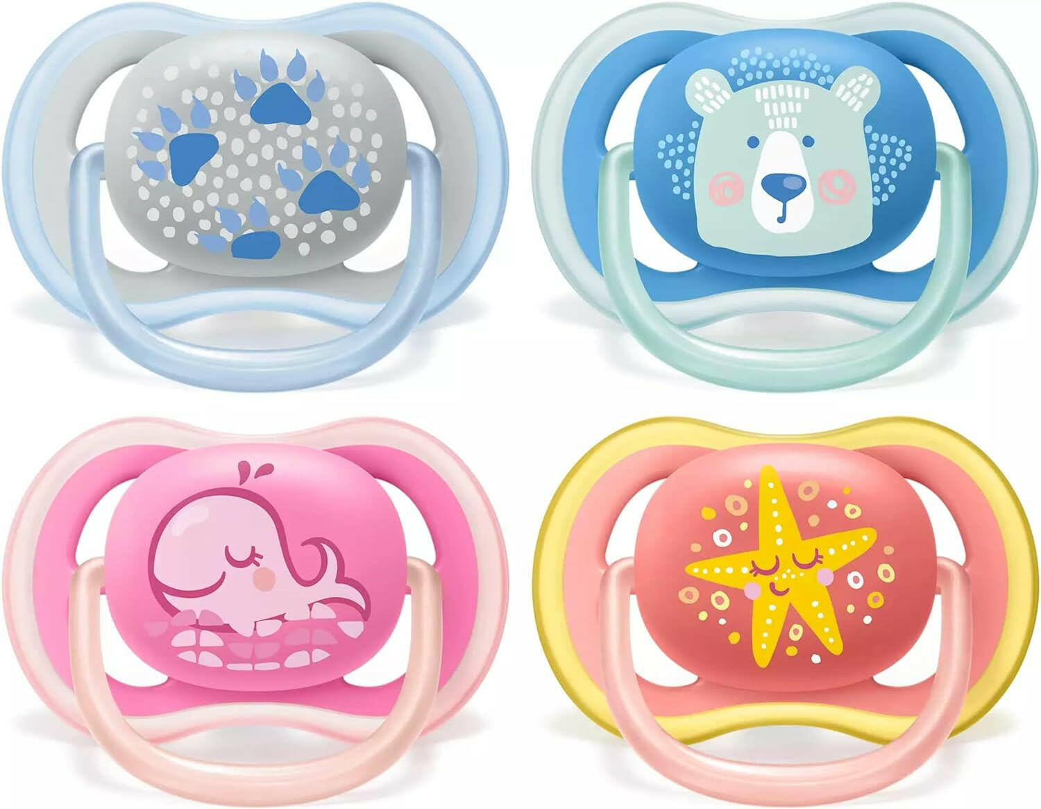 Philips Avent Ultra Air Free-flow Pacifier/Soother, 6-18 Months, Mixed, Deco, 2 Count
