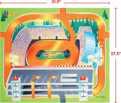 Hot Wheels - Felt Imaginmat Mega Racing Playmat with Toy Car & Stickers